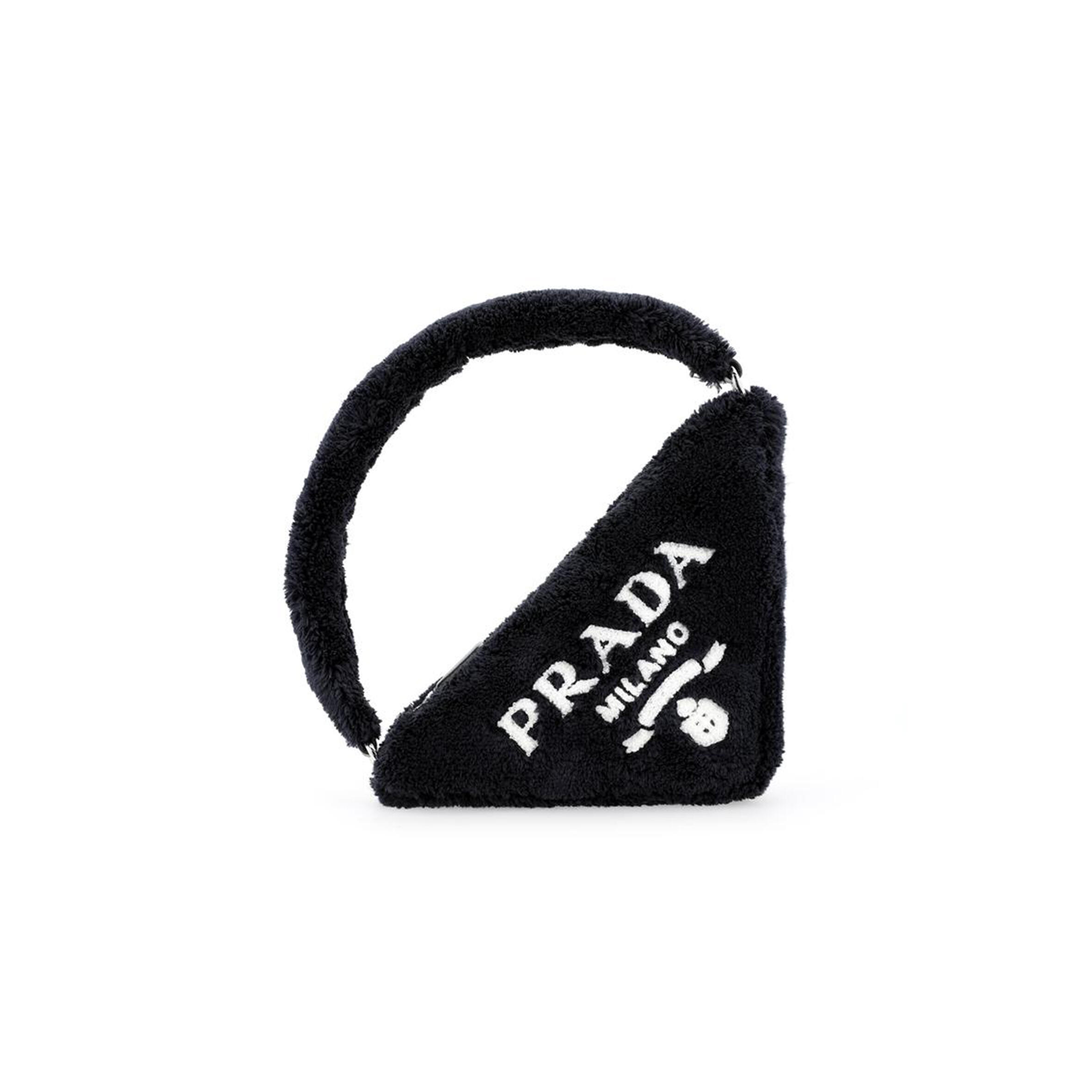 Pra*a fabric triangle bag handbags women''s black 1ne043 (26*14*5cm)